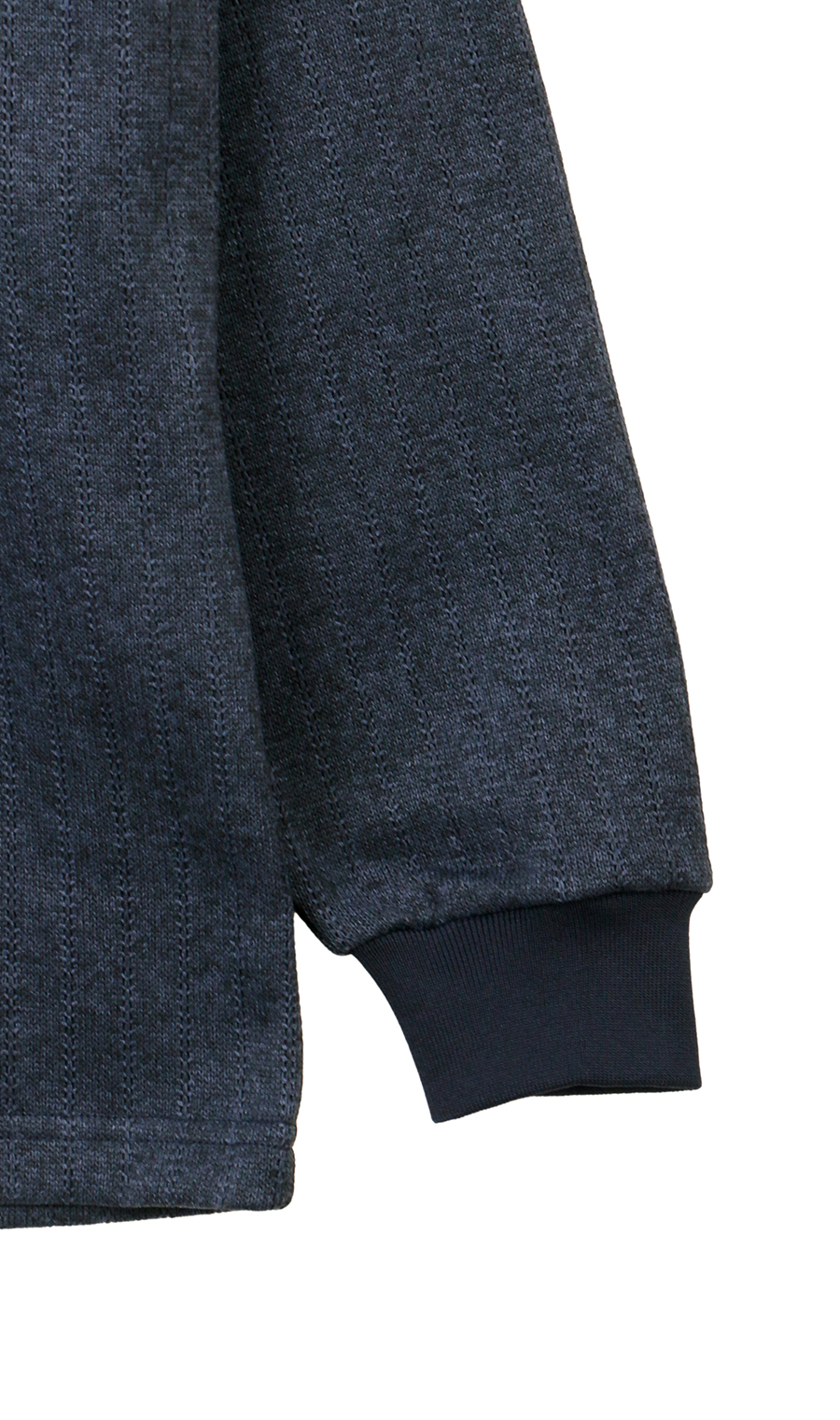 ジャガードストライプ裏起毛ポロシャツ【日本製】 ネイビー 3L