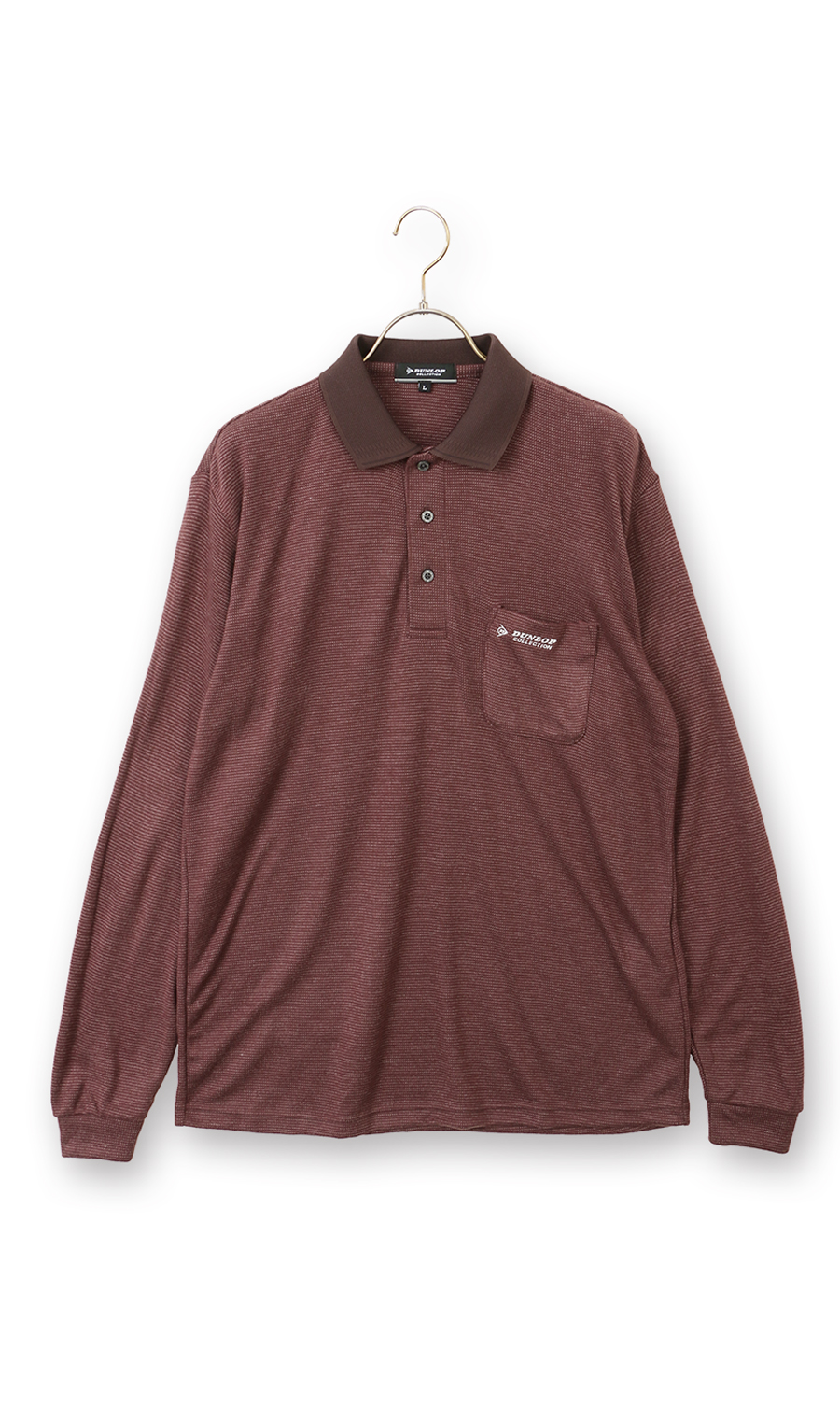 ペンシルストライプポロシャツ ワイン L
