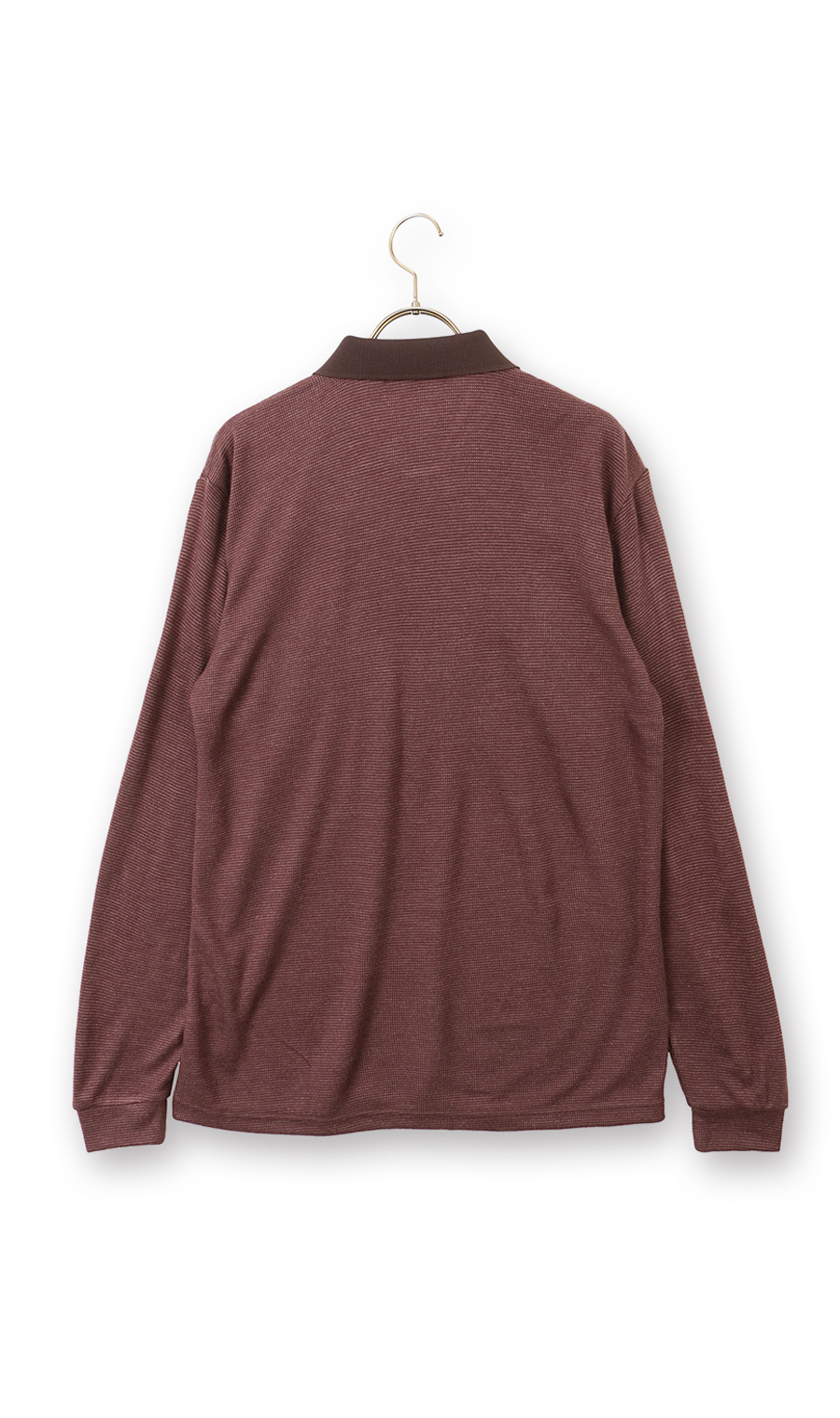 ペンシルストライプポロシャツ ワイン L