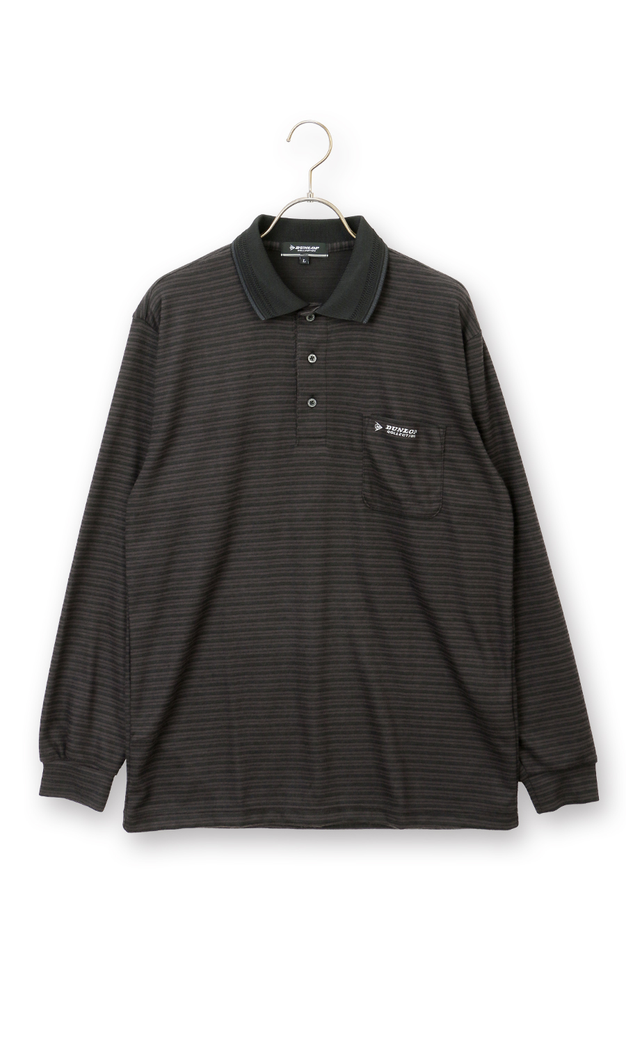 マルチボーダー起毛ポロシャツ【日本製】 チャコール L