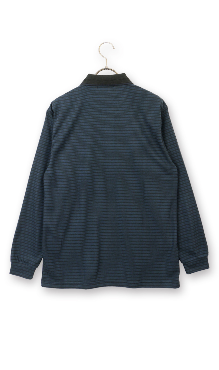 マルチボーダー起毛ポロシャツ【日本製】 ネイビー LL