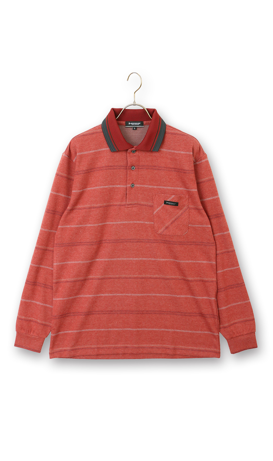 起毛太ボーダーポロシャツ【日本製】 オレンジ LL