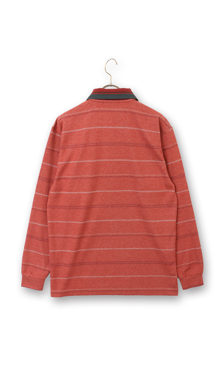 起毛太ボーダーポロシャツ【日本製】 オレンジ LL