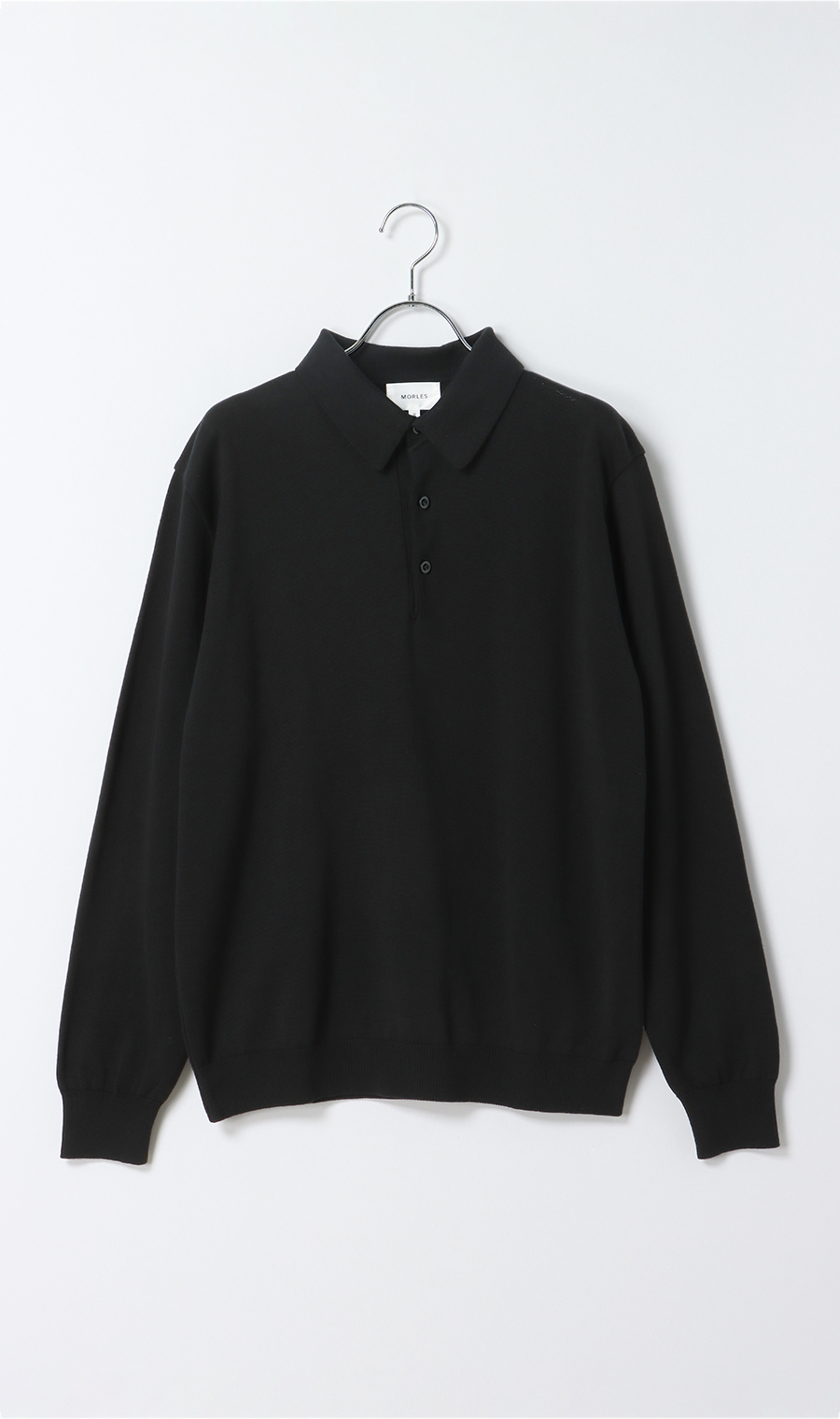 ニットポロ【長袖】 ブラック S