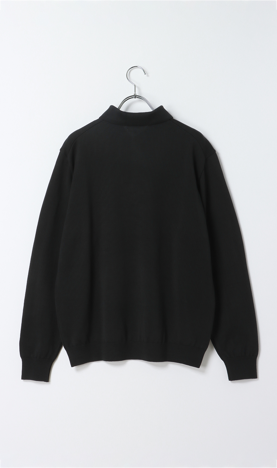 ニットポロ【長袖】 ブラック S