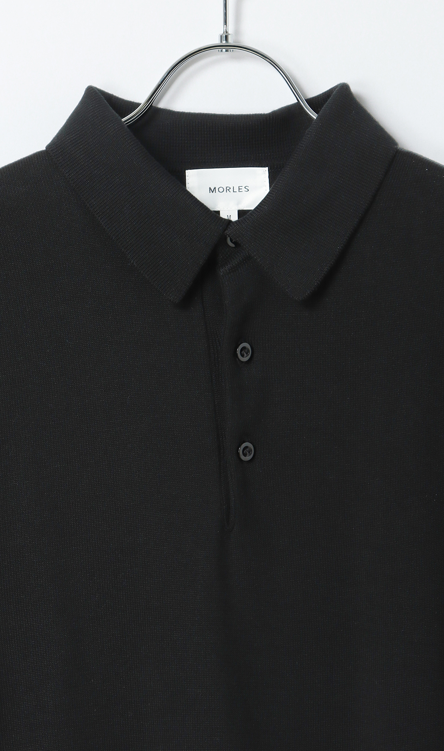 ニットポロ【長袖】 ブラック S