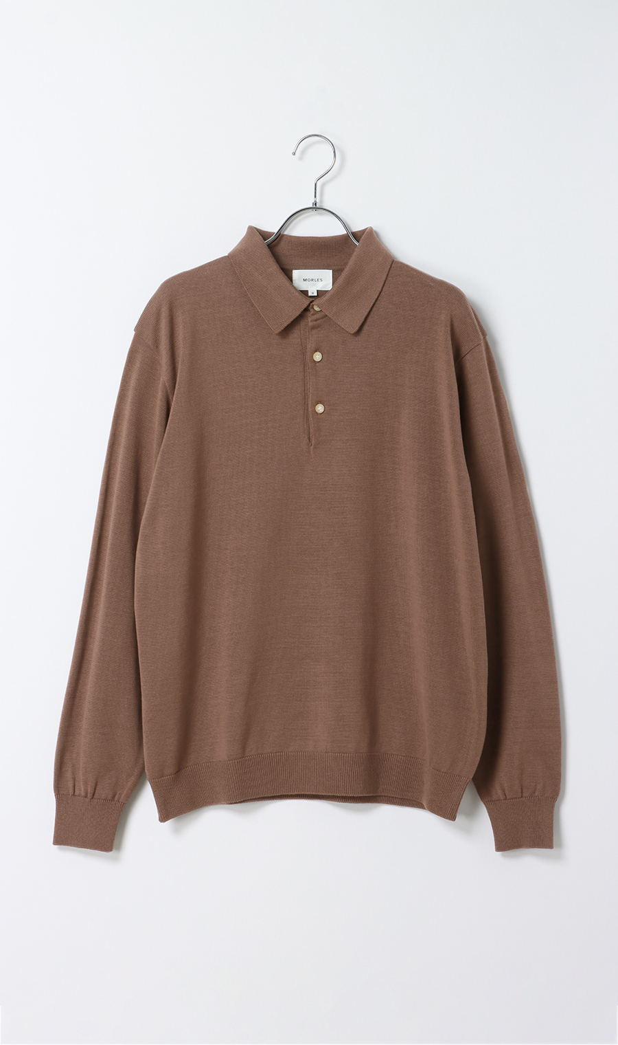 ニットポロ【長袖】 ブラウン S