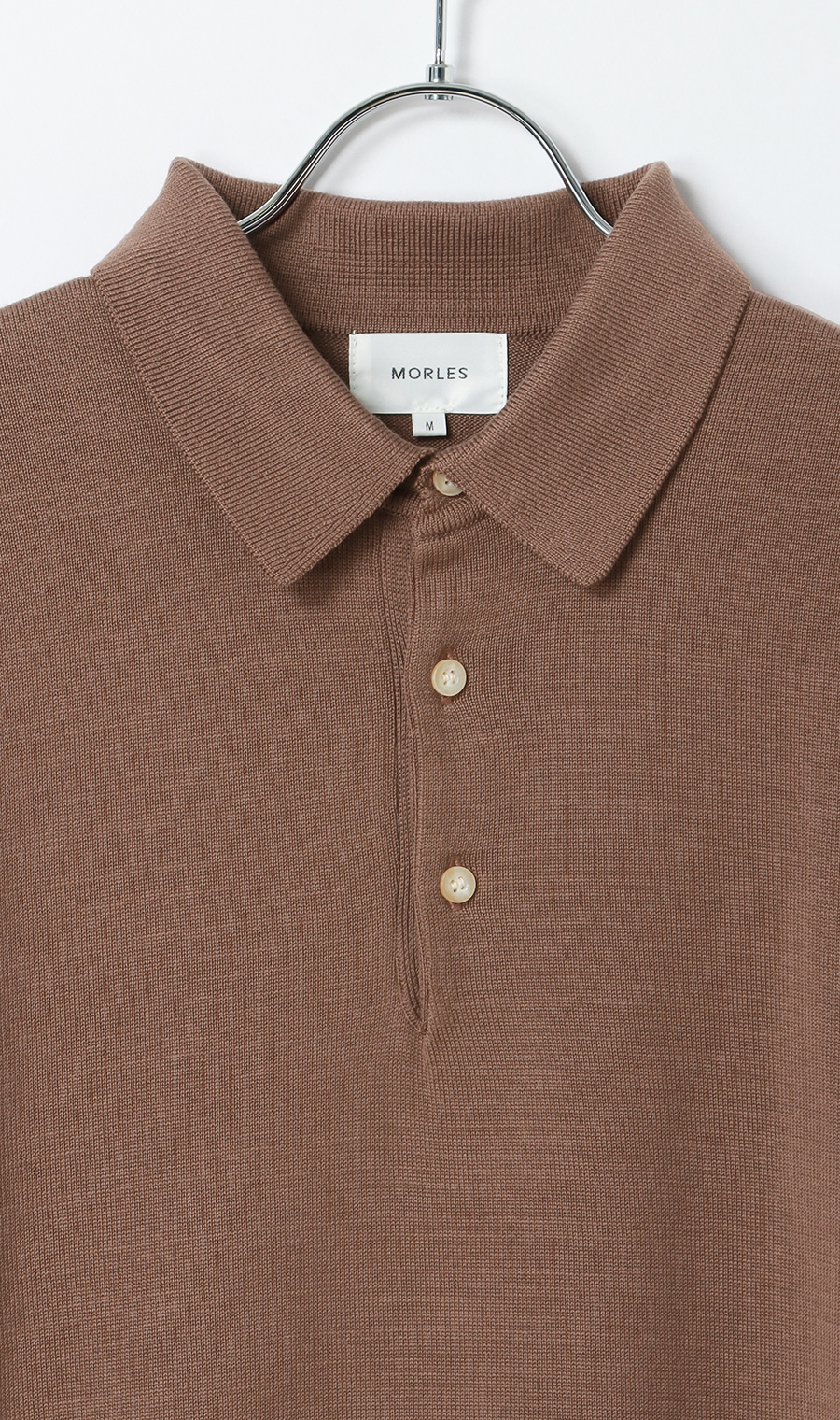 ニットポロ【長袖】 ブラウン S