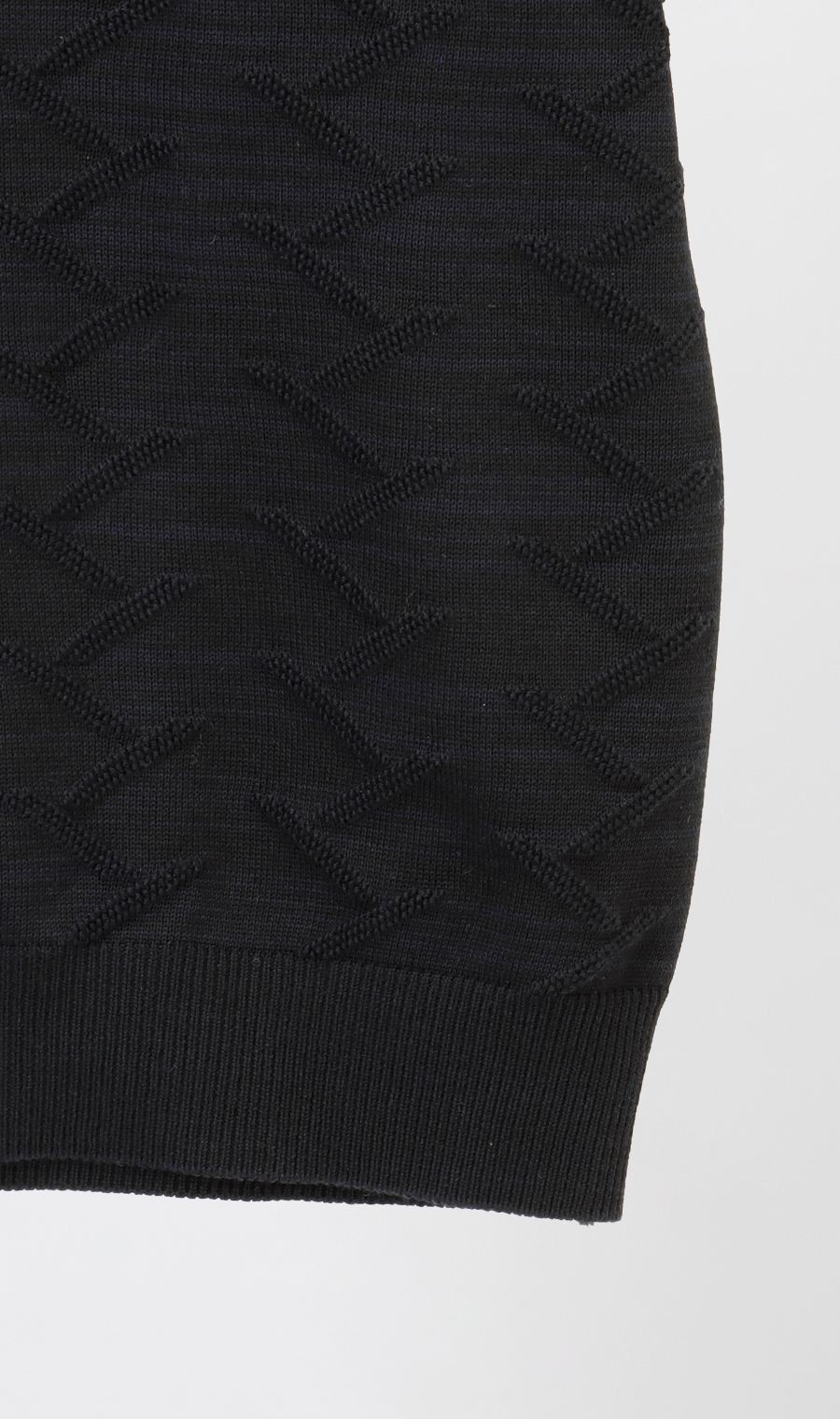 半袖ニットポロ【ジグザグパターン】 ブラック S