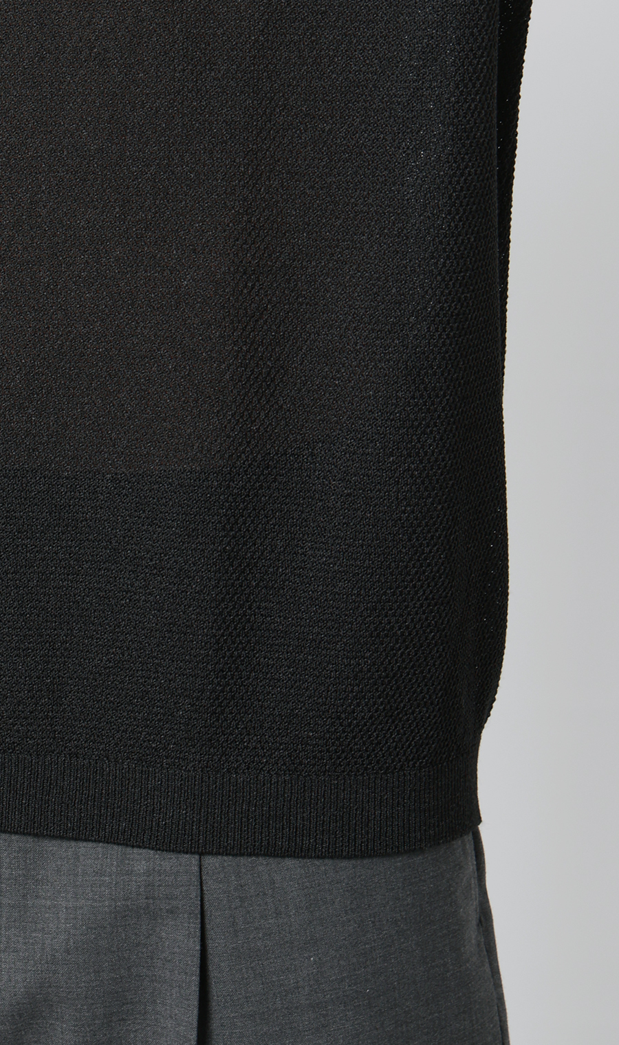 スキッパーニットポロシャツ【和紙混カノコ】 ブラック S