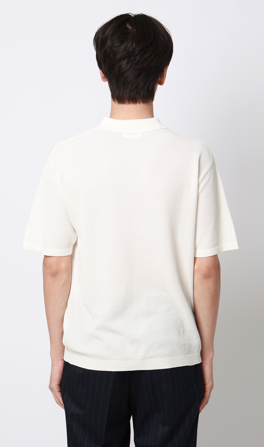 スキッパーニットポロシャツ【和紙混カノコ】 ホワイト S