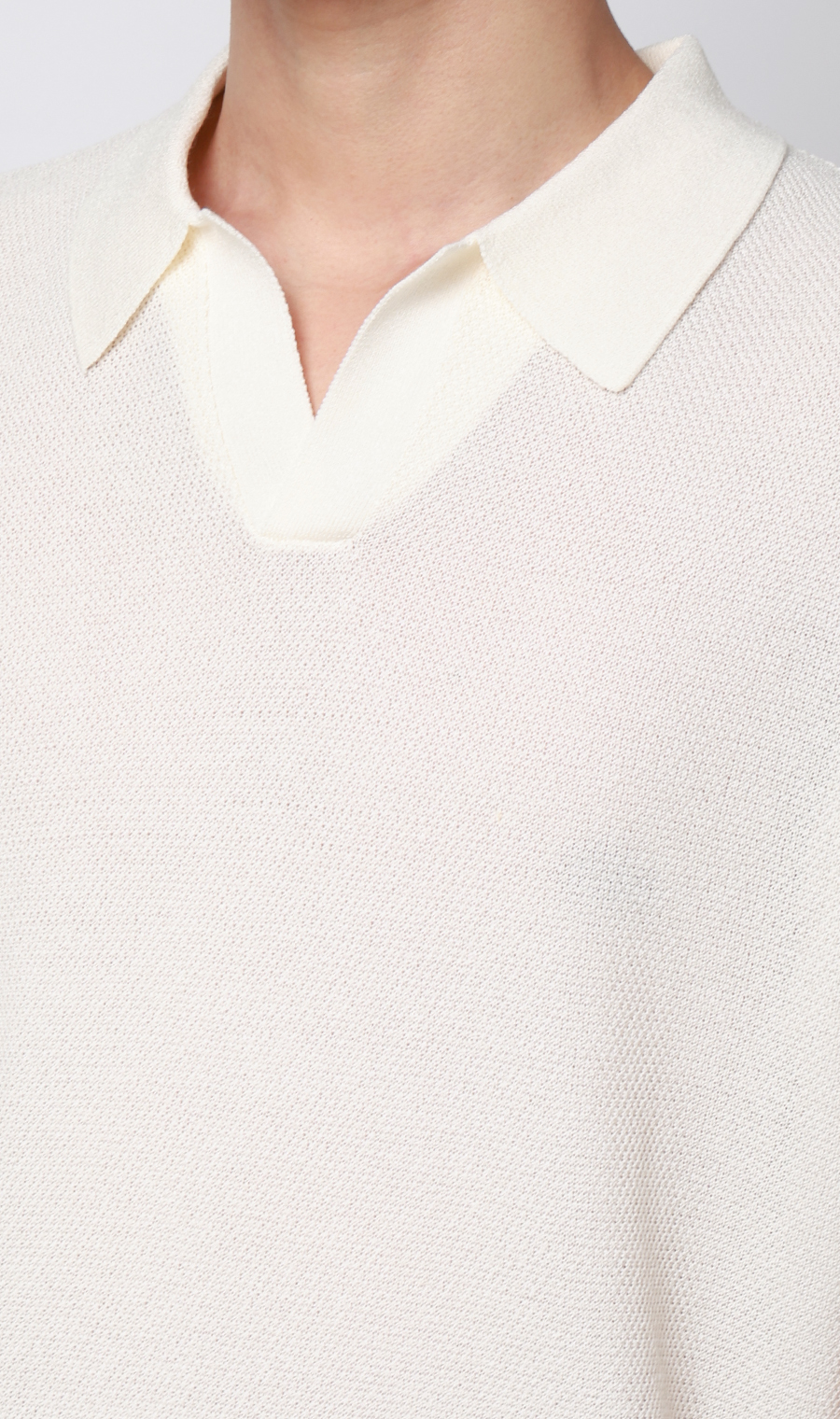 スキッパーニットポロシャツ【和紙混カノコ】 ホワイト S