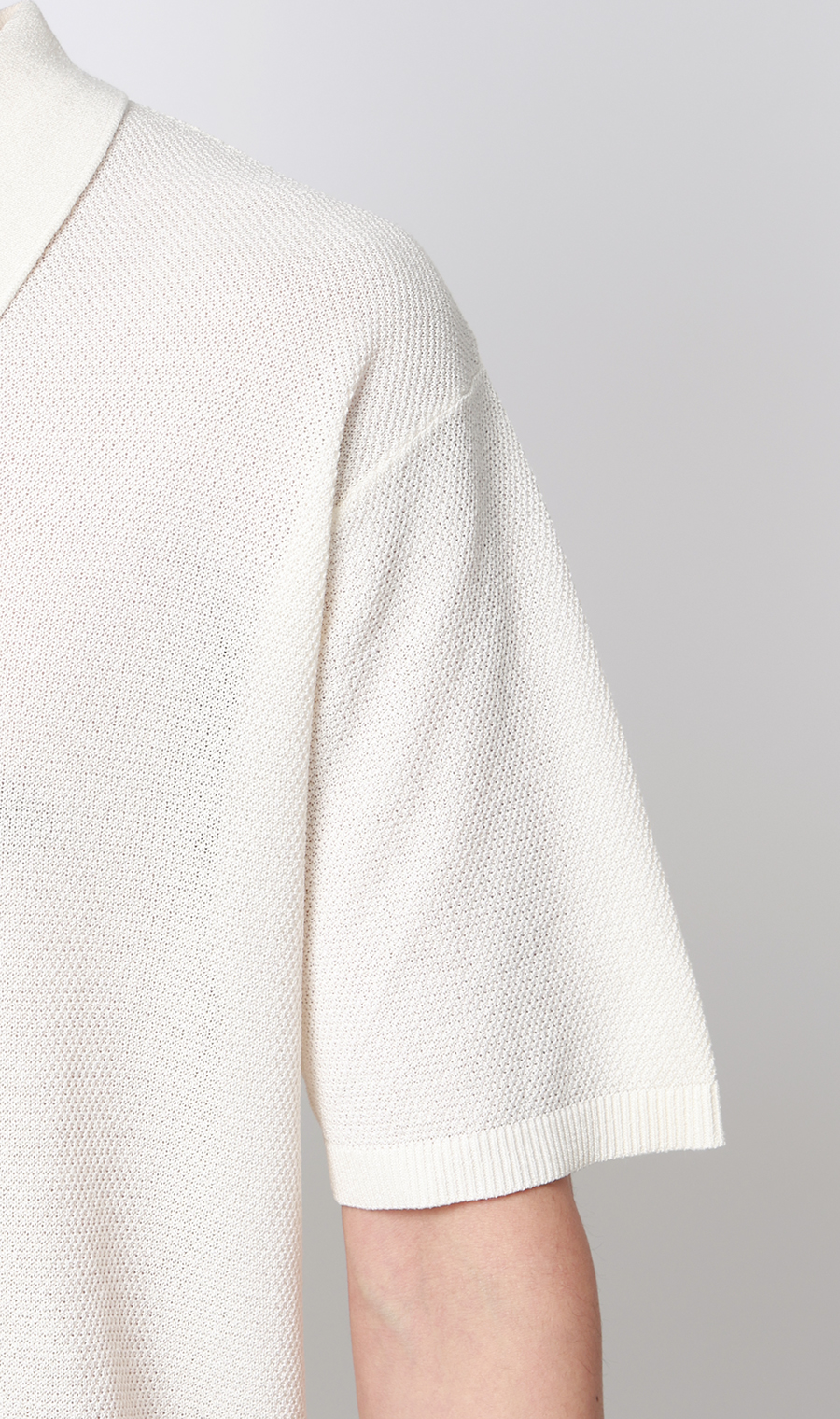 スキッパーニットポロシャツ【和紙混カノコ】 ホワイト S