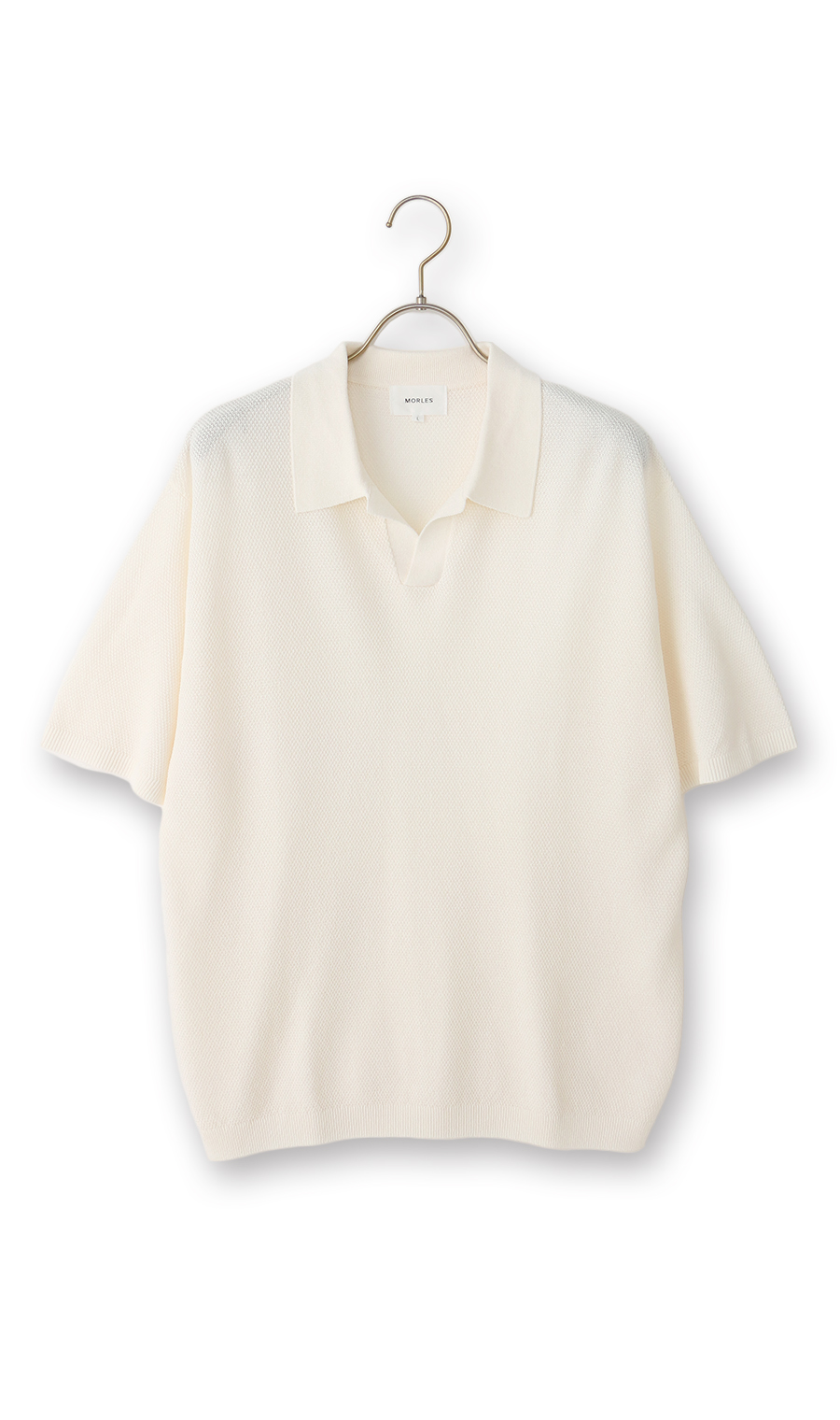 スキッパーニットポロシャツ【和紙混カノコ】 ホワイト S