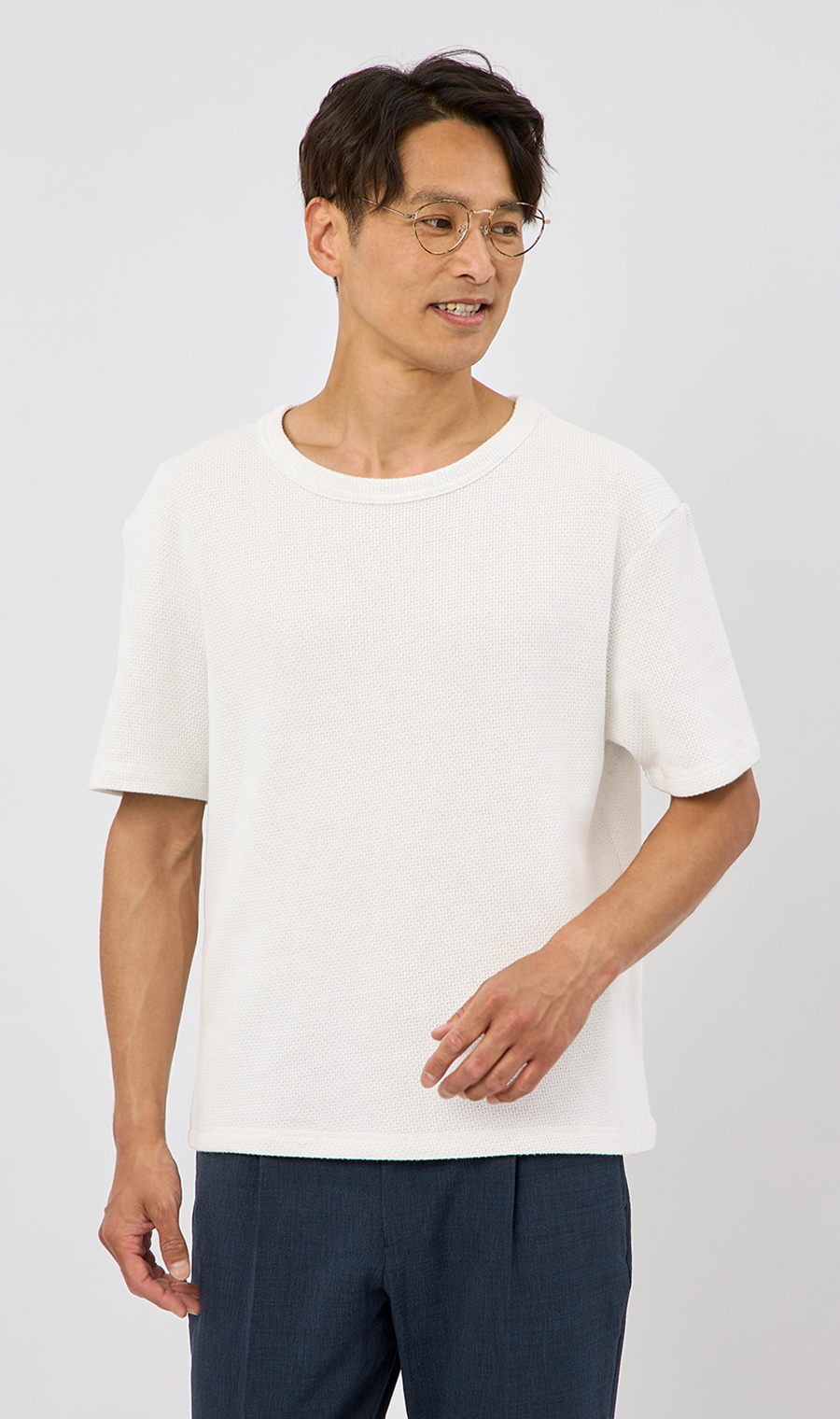 メッシュ接結クルーネックＴシャツ《gim》 ホワイト M