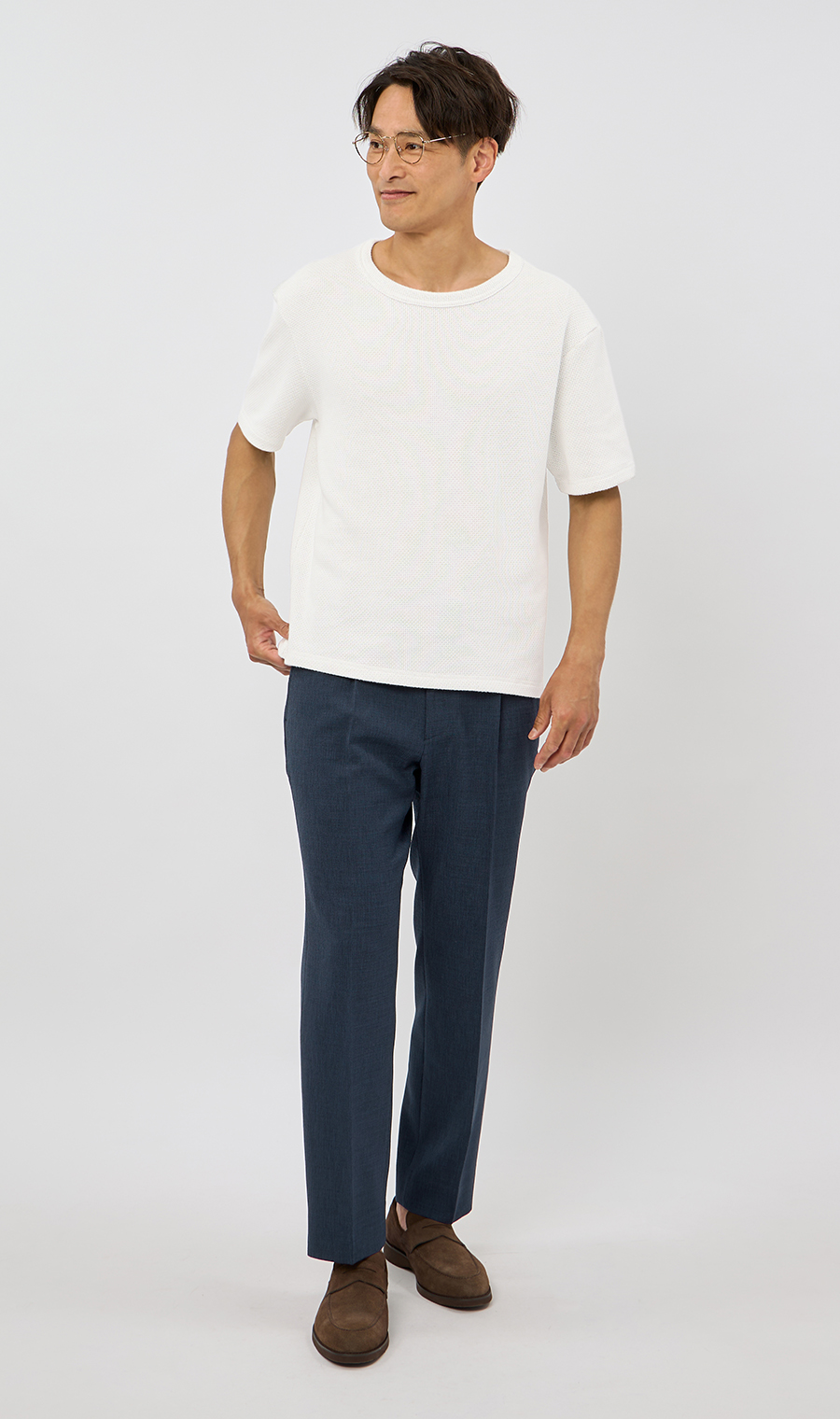 メッシュ接結クルーネックＴシャツ《gim》 ホワイト M