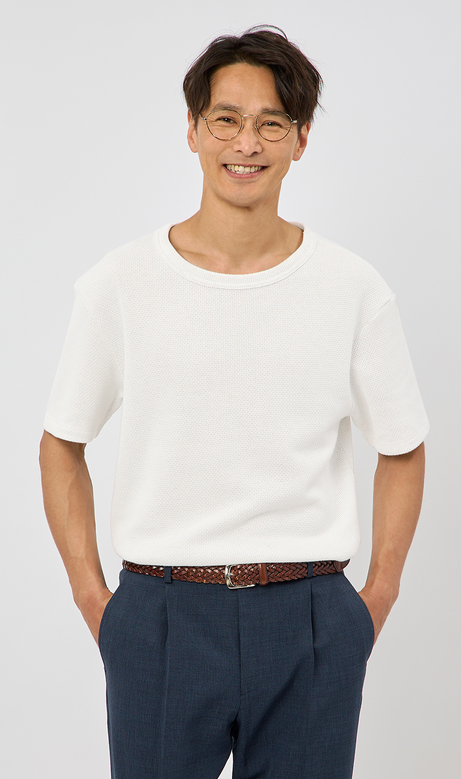 メッシュ接結クルーネックＴシャツ《gim》 ホワイト M