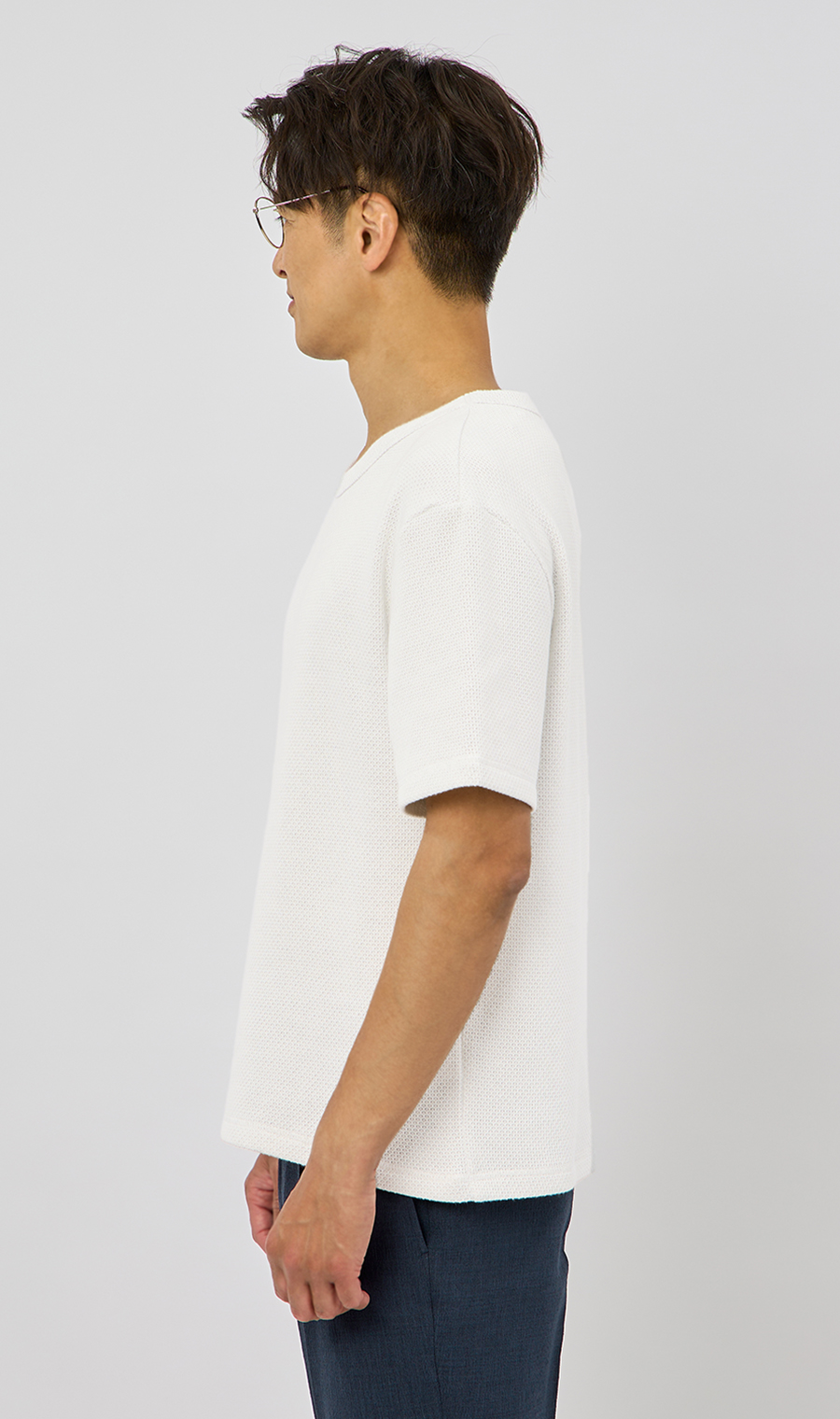 メッシュ接結クルーネックＴシャツ《gim》 ホワイト M