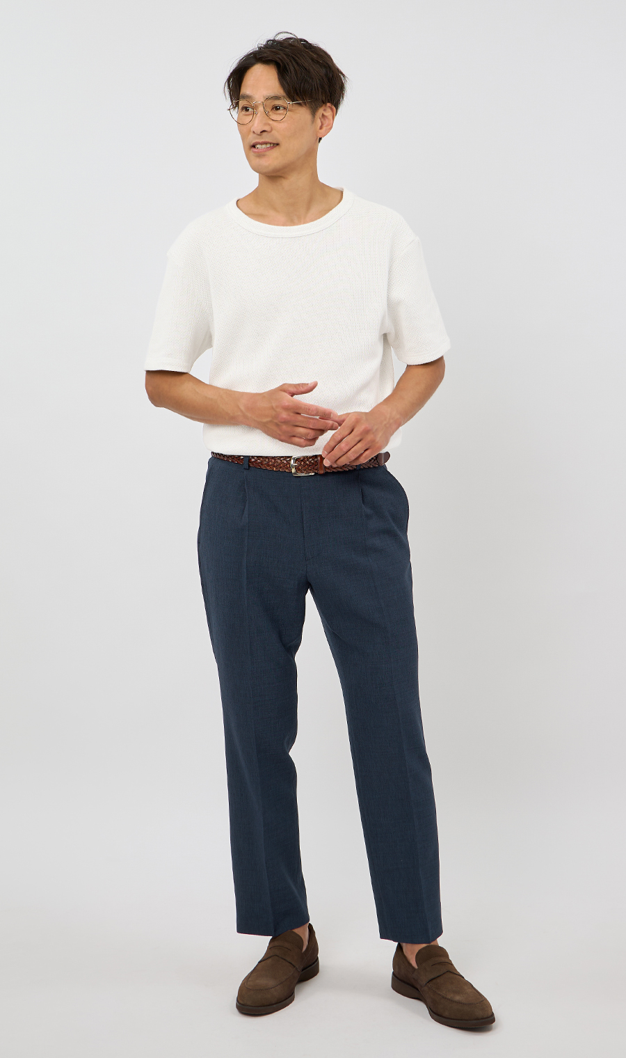 メッシュ接結クルーネックＴシャツ《gim》 ホワイト M