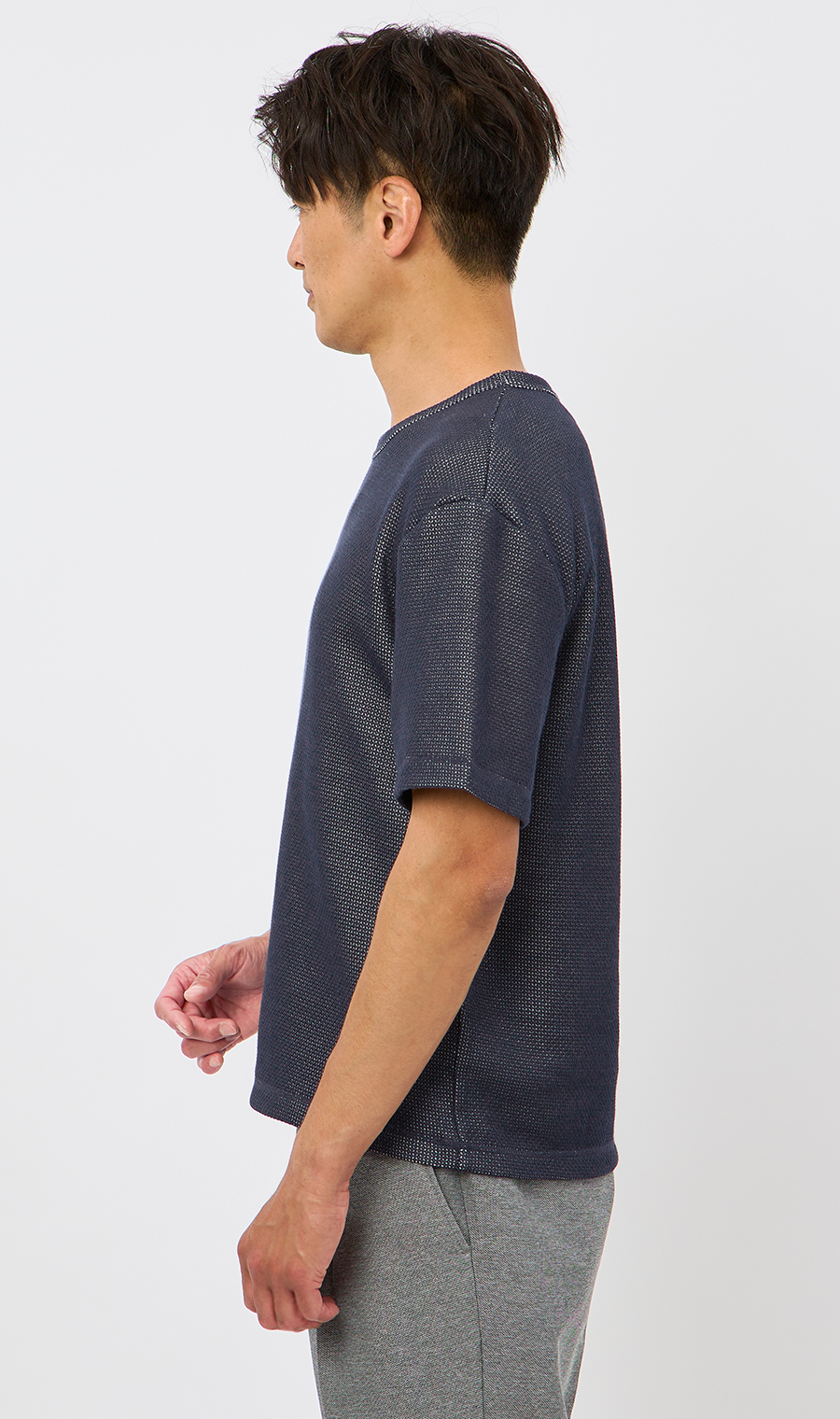 メッシュ接結クルーネックＴシャツ《gim》 ネイビー M