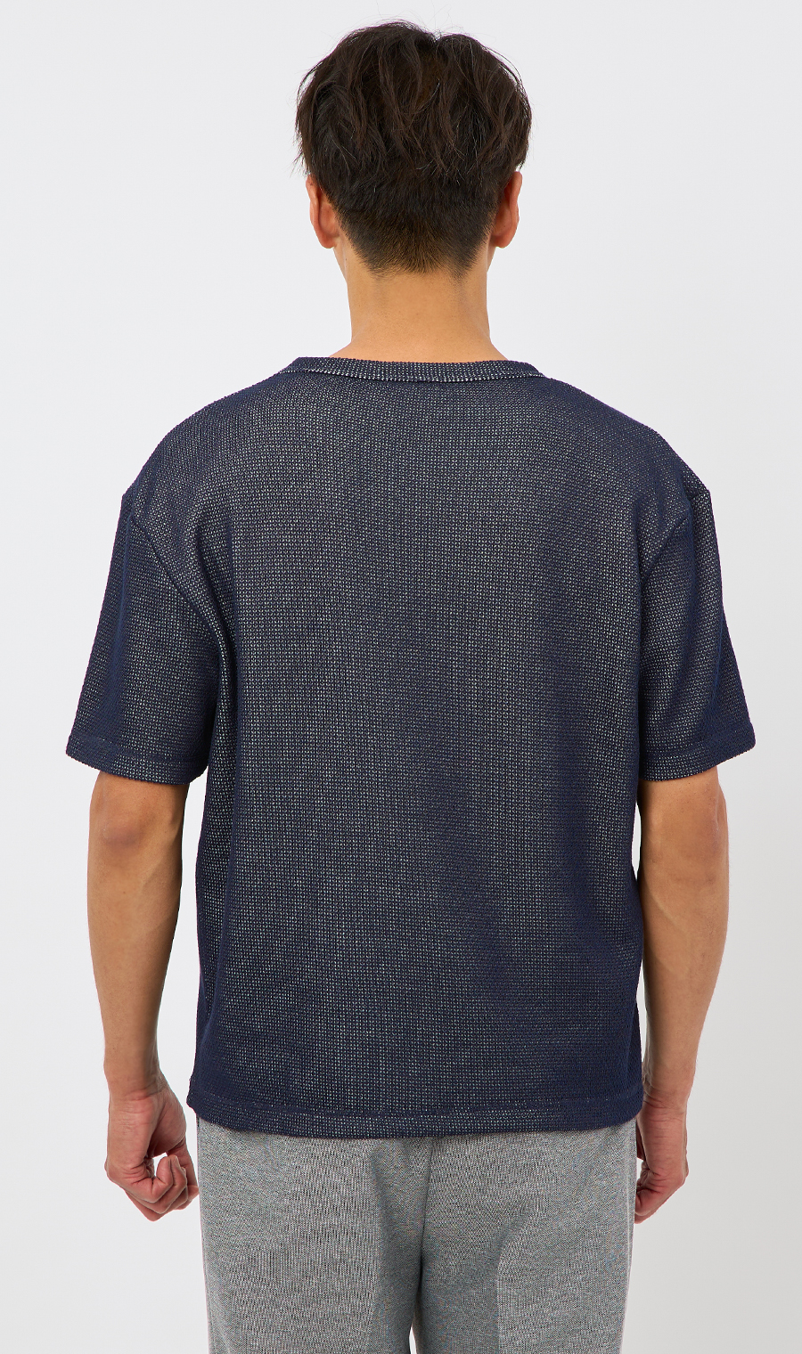メッシュ接結クルーネックＴシャツ《gim》 ネイビー M