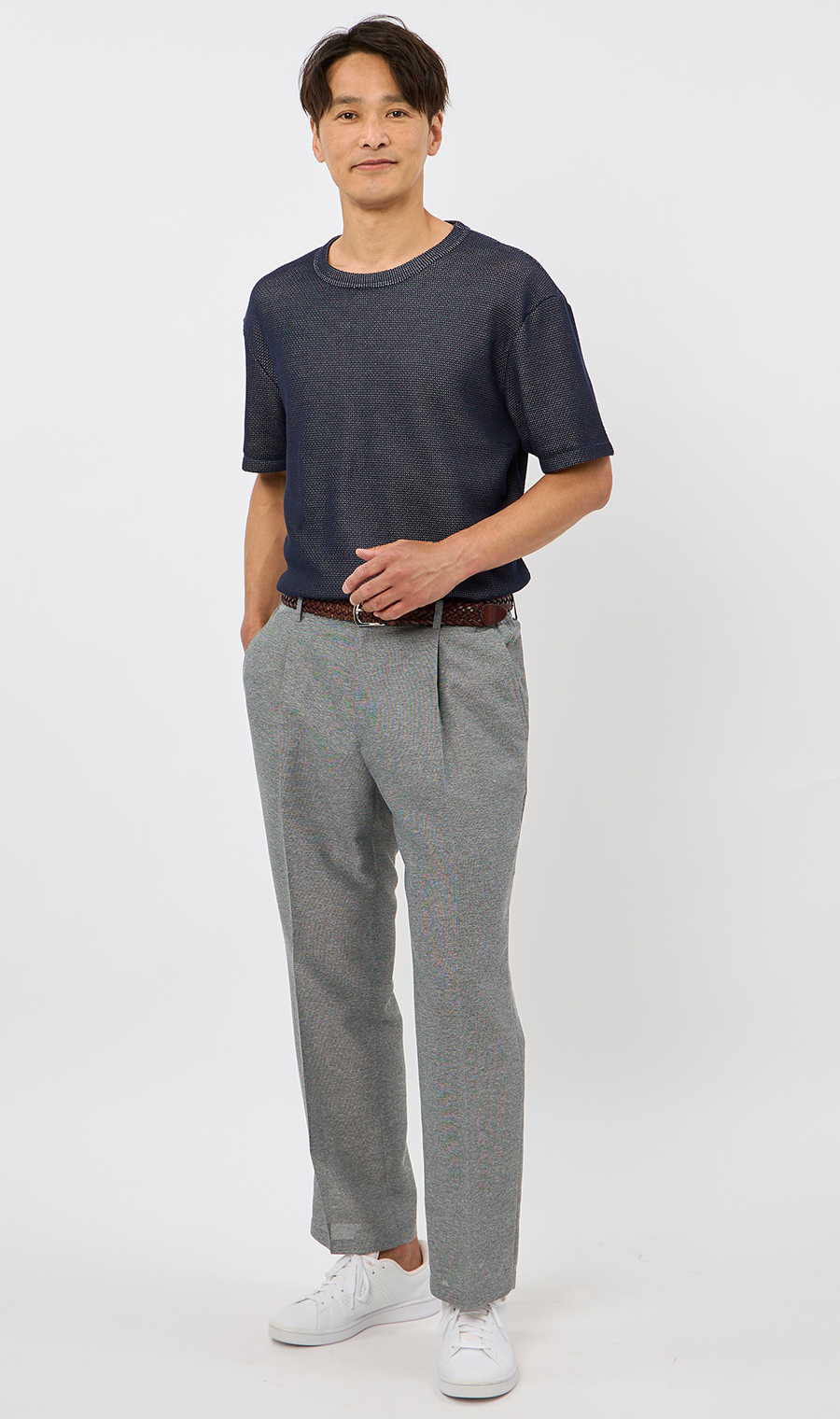 メッシュ接結クルーネックＴシャツ《gim》 ネイビー M