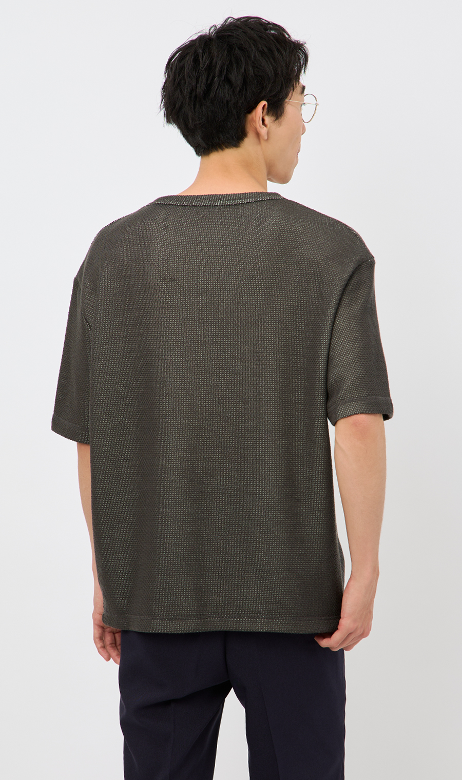 メッシュ接結クルーネックＴシャツ【gim】 グレー L