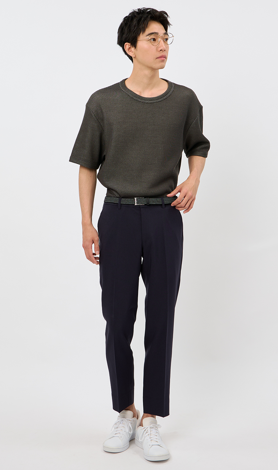 メッシュ接結クルーネックＴシャツ【gim】 グレー L