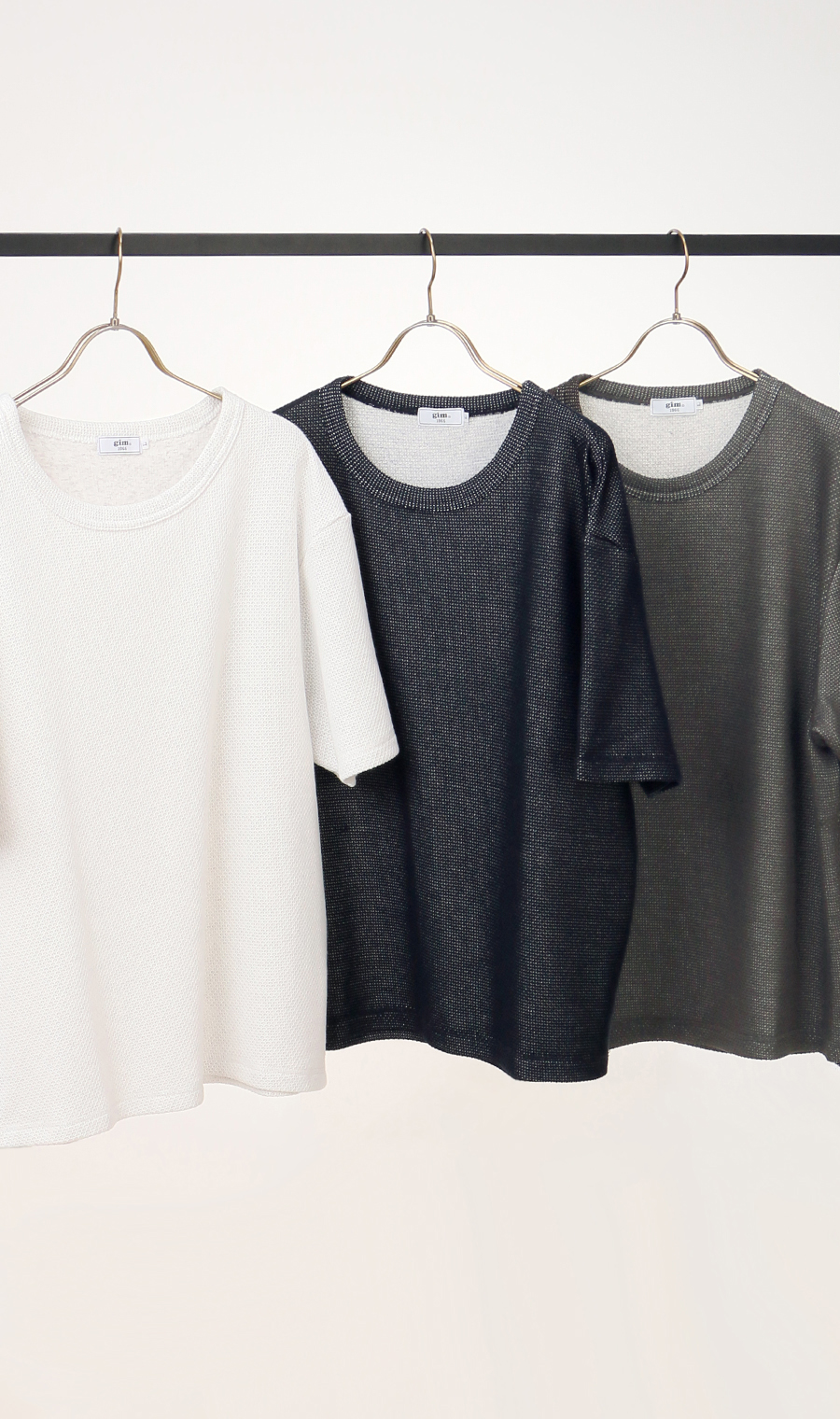 メッシュ接結クルーネックＴシャツ【gim】 グレー L