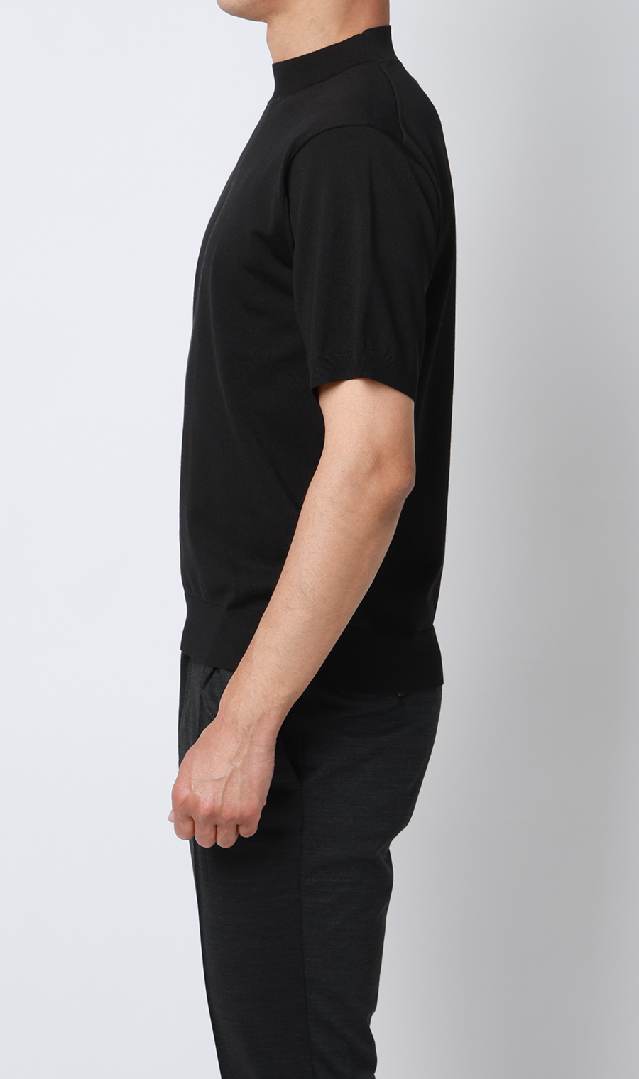 ウォッシャブルシルク半袖ニットT【モックネック】【TOGA MODEL】【TOGA KNIT】【2026年モデル】 ブラック S