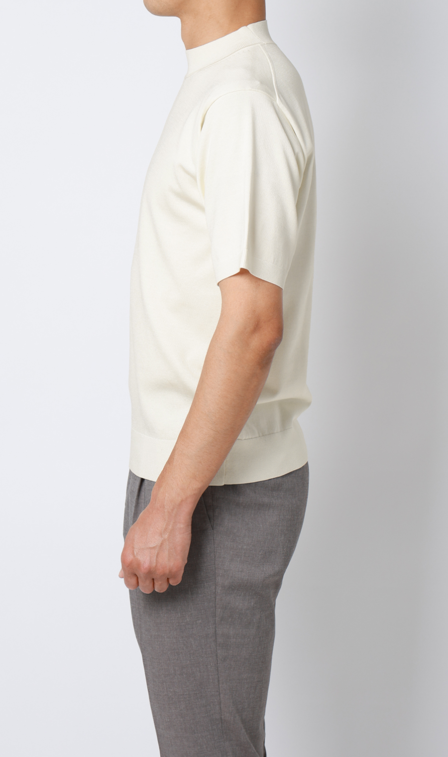 ウォッシャブルシルク半袖ニットT【モックネック】【TOGA MODEL】【TOGA KNIT】【2026年モデル】 ホワイト S