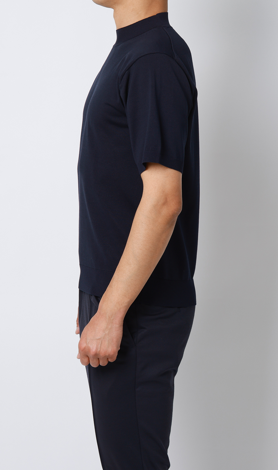 ウォッシャブルシルク半袖ニットT【モックネック】【TOGA MODEL】【TOGA KNIT】【2026年モデル】 ネイビー S