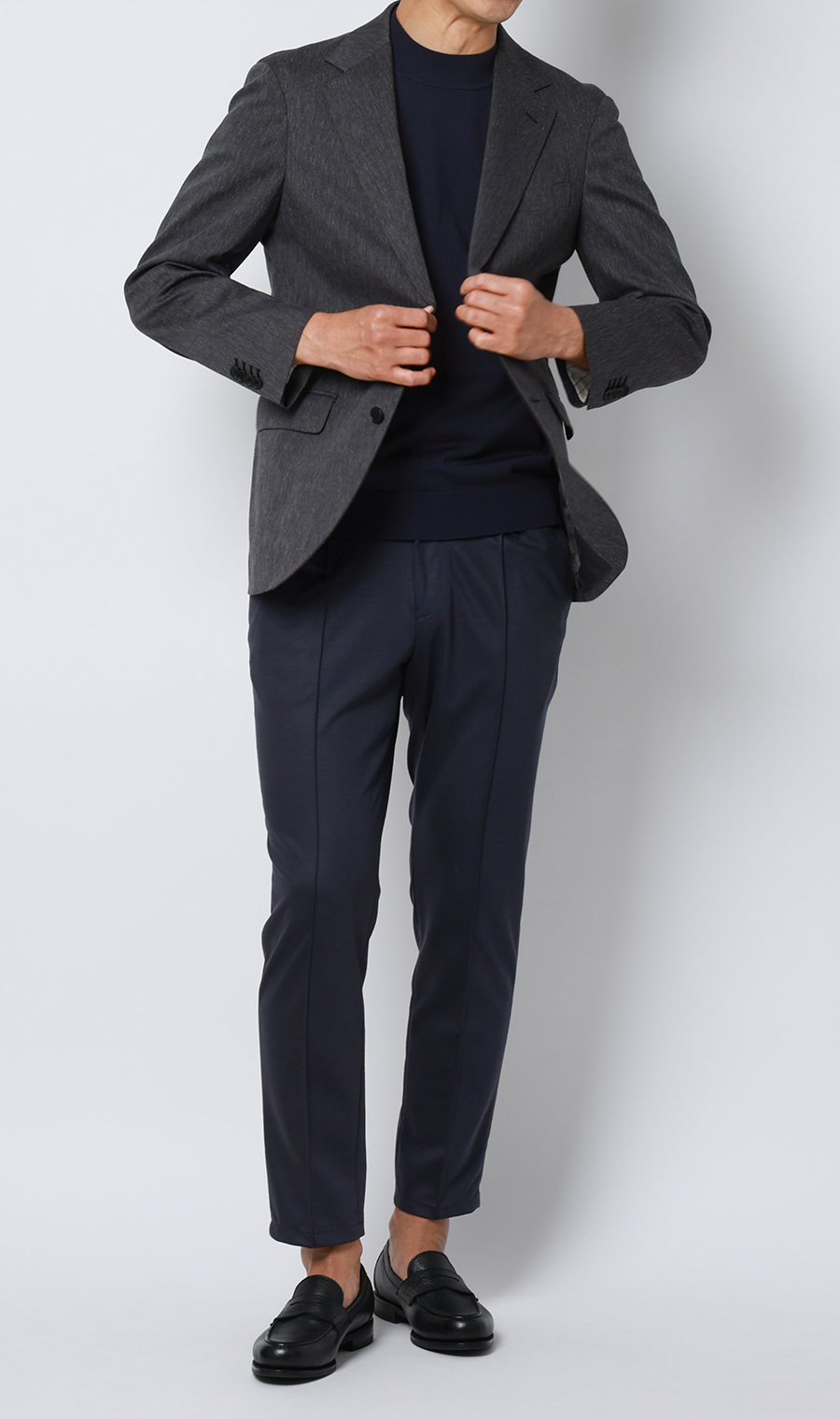 ウォッシャブルシルク半袖ニットT【モックネック】【TOGA MODEL】【TOGA KNIT】【2026年モデル】 ネイビー S