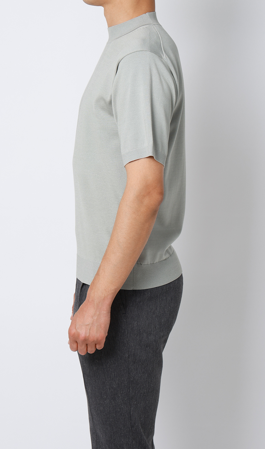 ウォッシャブルシルク半袖ニットT【モックネック】【TOGA MODEL】【TOGA KNIT】【2026年モデル】 ライトグレー S