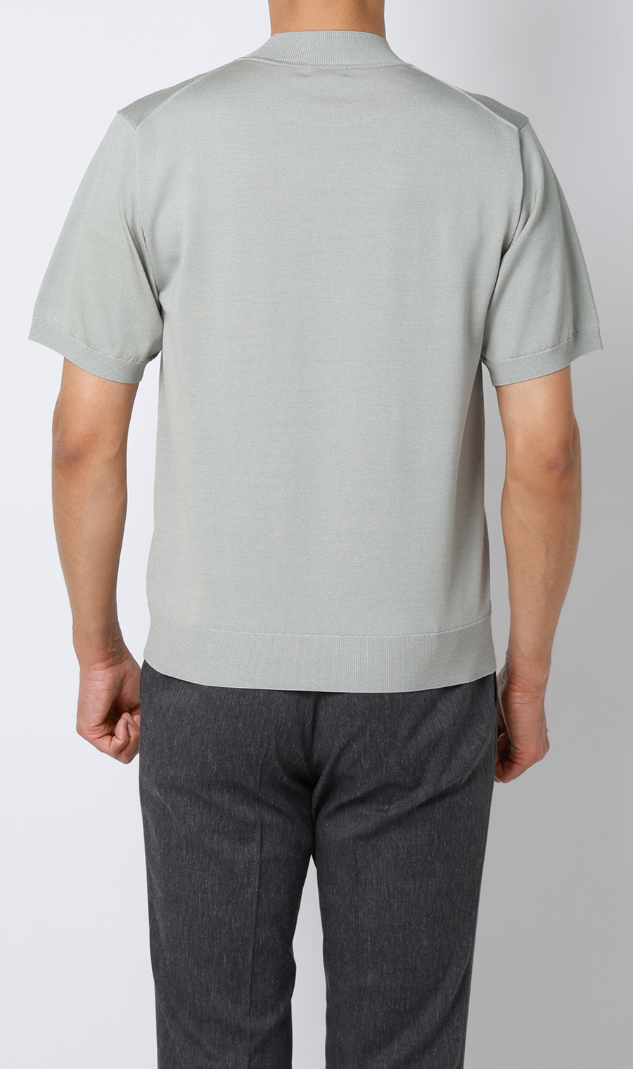 ウォッシャブルシルク半袖ニットT【モックネック】【TOGA MODEL】【TOGA KNIT】【2026年モデル】 ライトグレー S