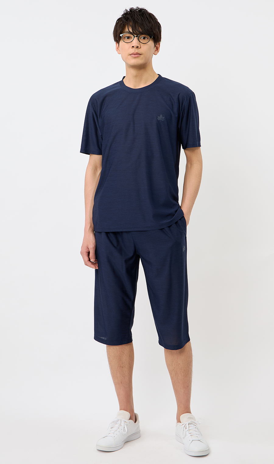 カチオン杢DRYTシャツ【セットアップ着用可】 ネイビー M