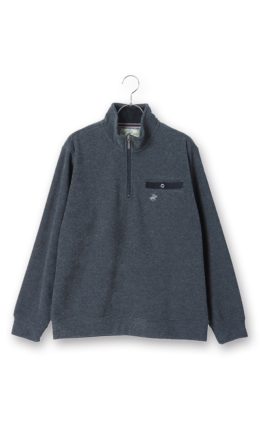 ブークレー裏起毛ハーフジップトレーナー【BEVERLY HILLS POLO CLUB】 ネイビー M