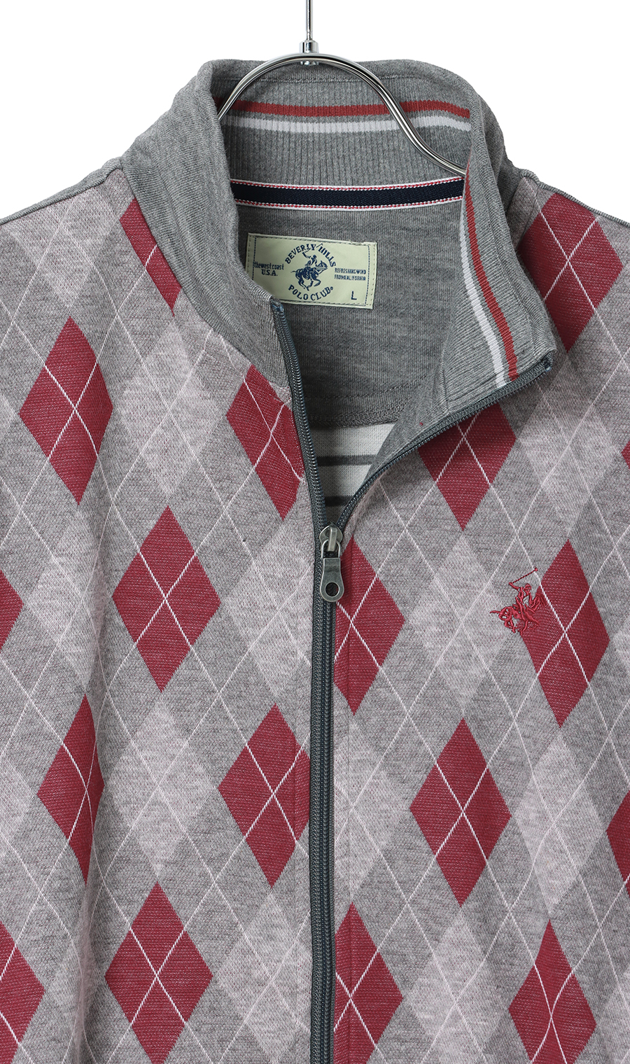前身ジャガードフルジップ【BEVERLY HILLS POLO CLUB】 グレー M