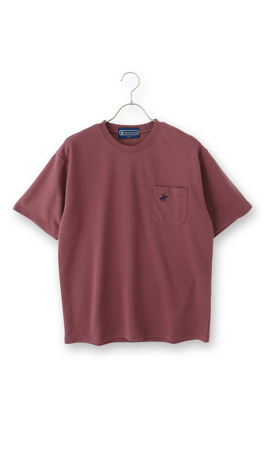 半袖ポケ付きクルーTシャツ【BEVERLY HILLS POLO CLUB】 ワイン L