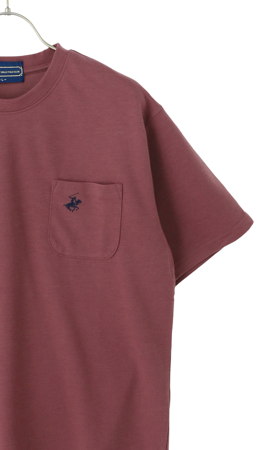 半袖ポケ付きクルーTシャツ【BEVERLY HILLS POLO CLUB】 ワイン L