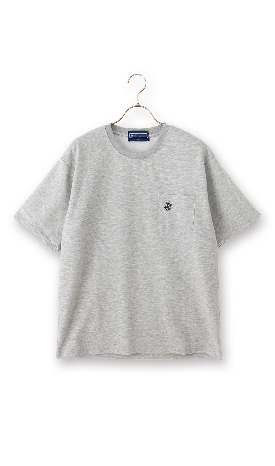 半袖ポケ付きクルーTシャツ【BEVERLY HILLS POLO CLUB】 ライトグレー M