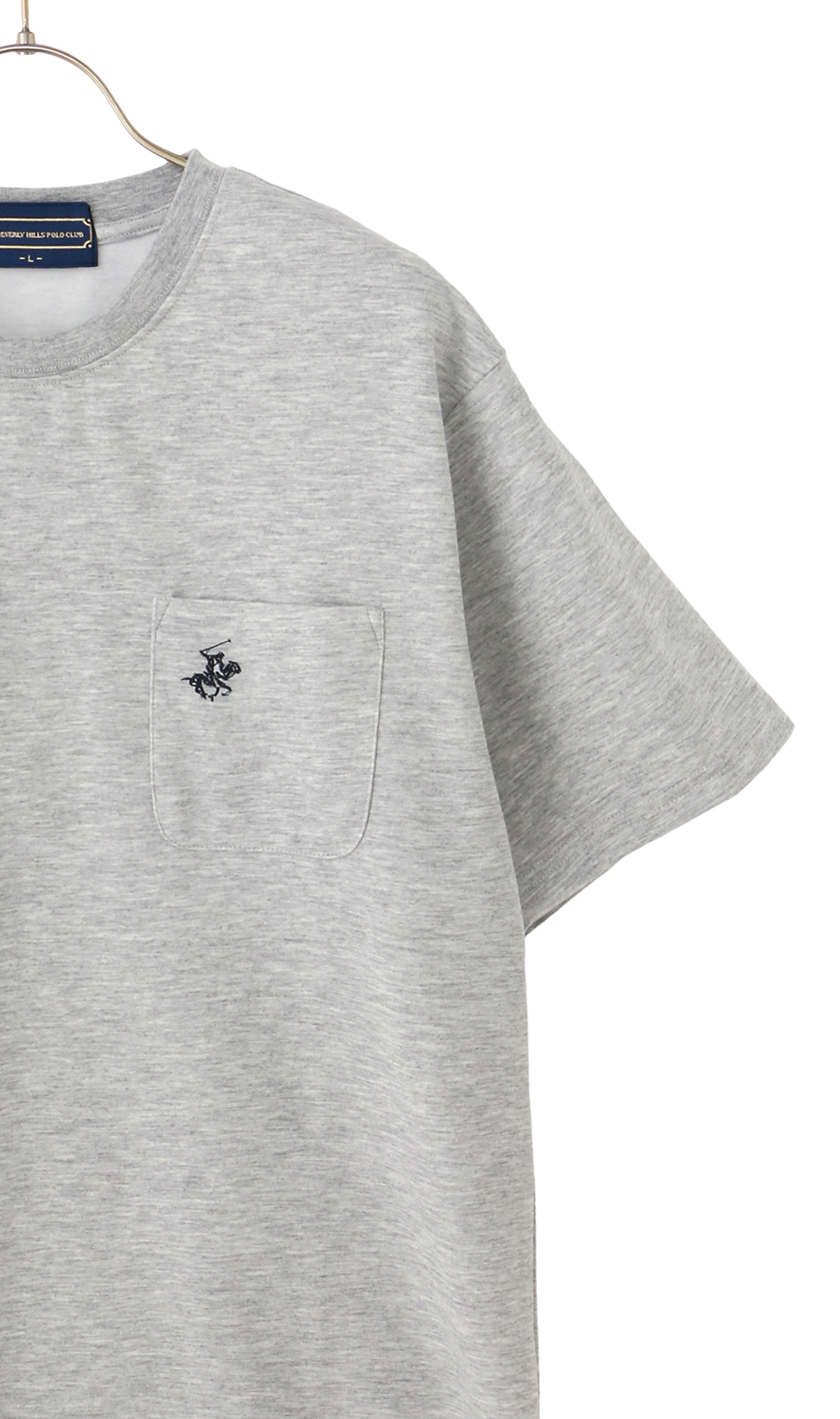 半袖ポケ付きクルーTシャツ【BEVERLY HILLS POLO CLUB】 ライトグレー M