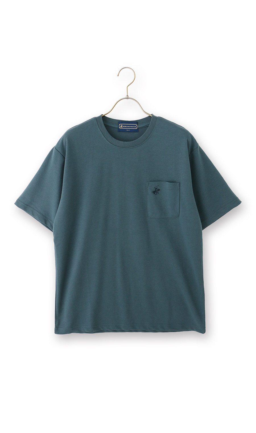 半袖ポケ付きクルーTシャツ【BEVERLY HILLS POLO CLUB】 ブルー LL
