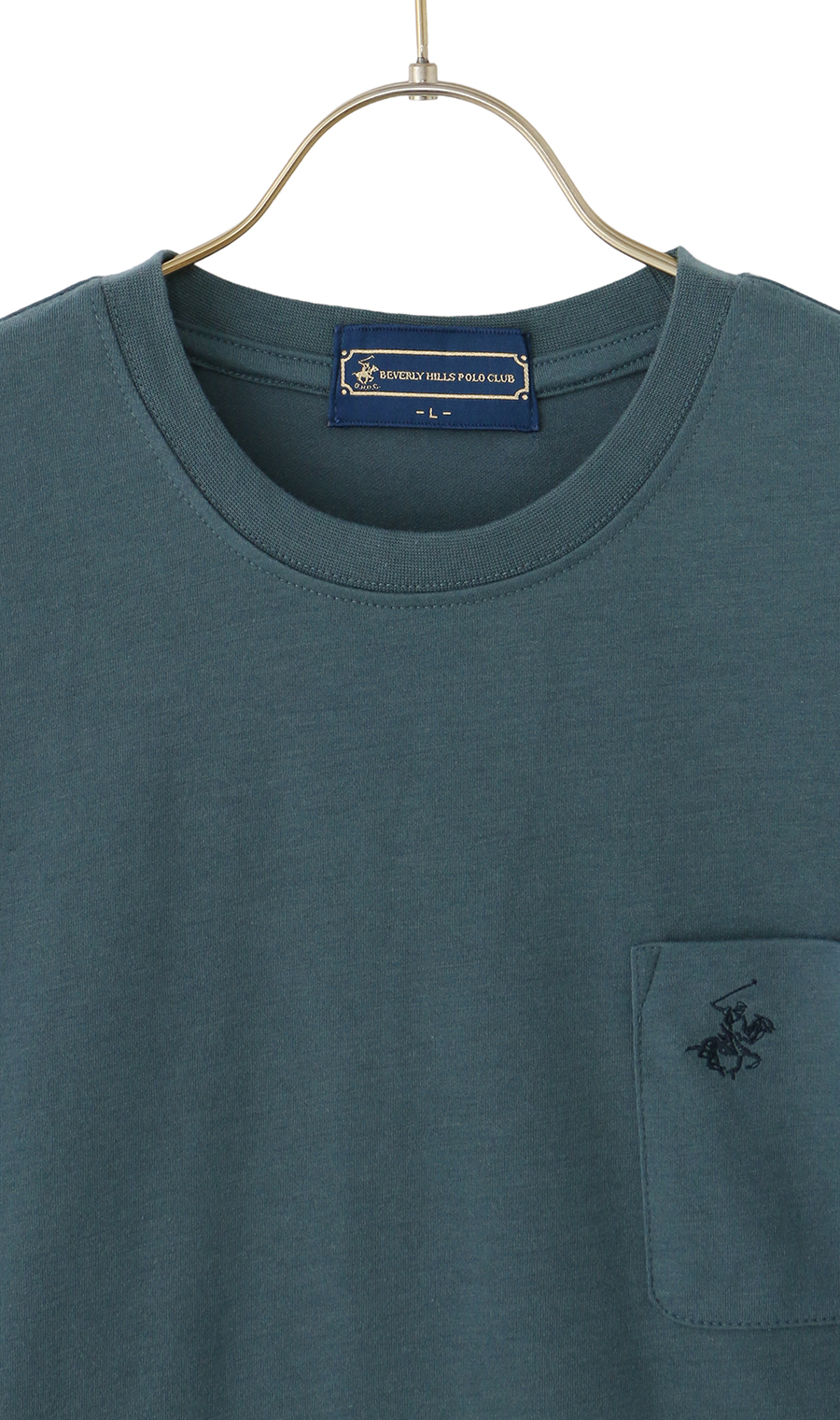 半袖ポケ付きクルーTシャツ【BEVERLY HILLS POLO CLUB】 ブルー LL