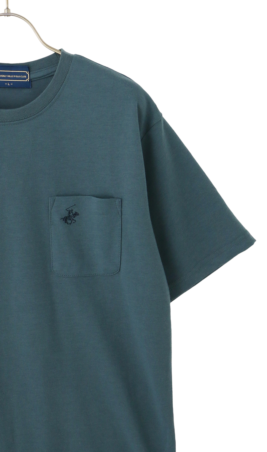 半袖ポケ付きクルーTシャツ【BEVERLY HILLS POLO CLUB】 ブルー LL