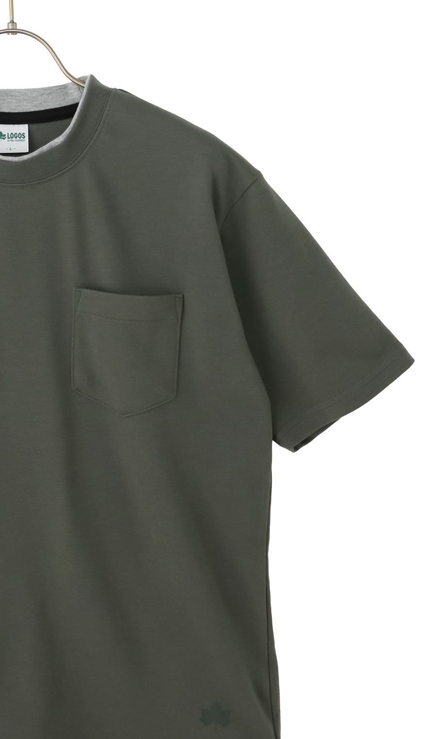 フェイクレイヤードTシャツ カーキ M