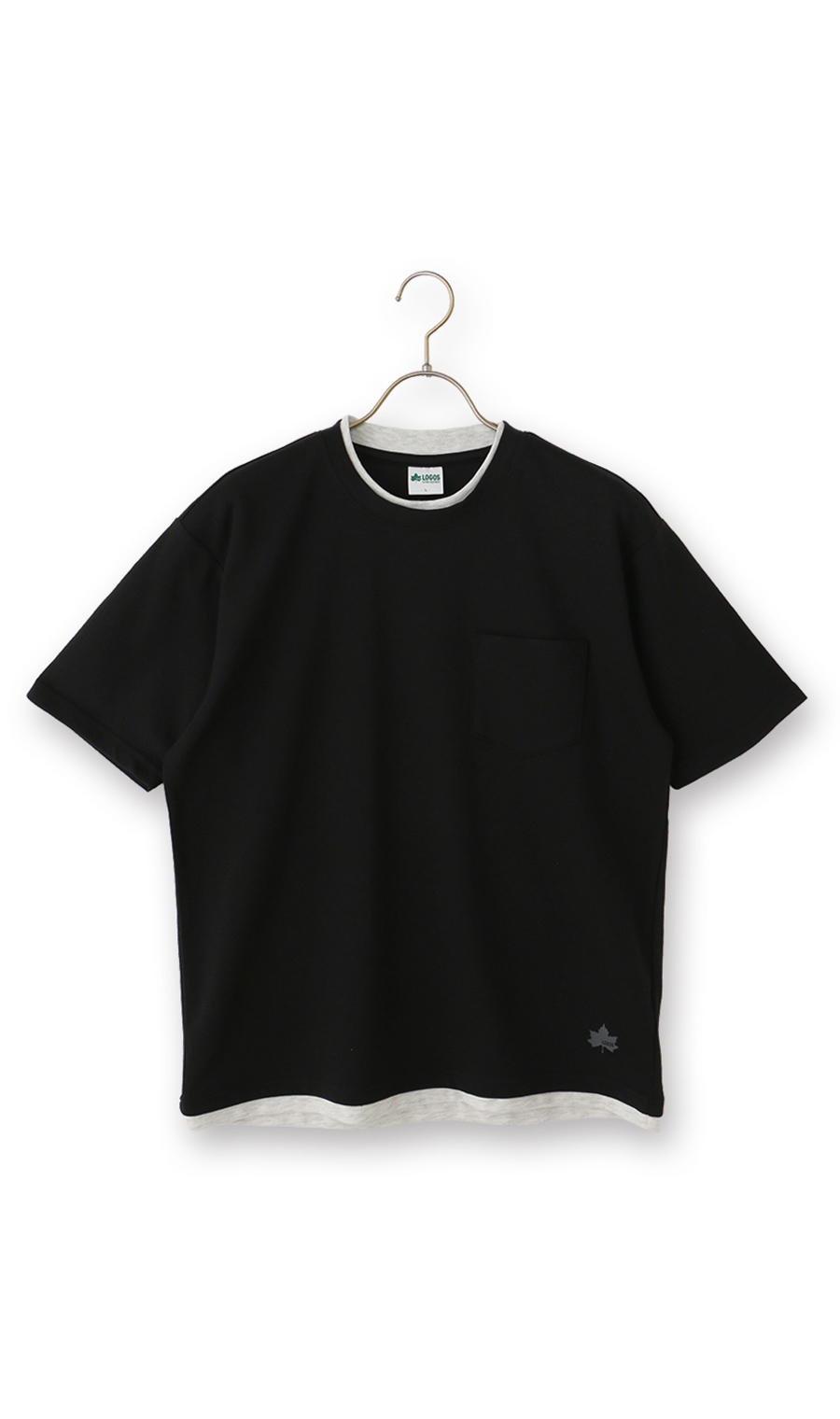 フェイクレイヤードTシャツ ブラック M