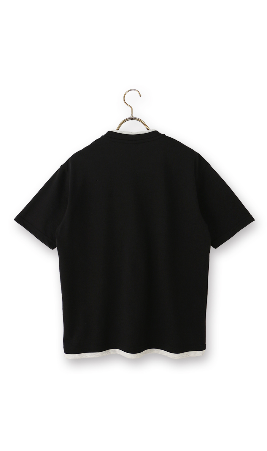 フェイクレイヤードTシャツ ブラック M
