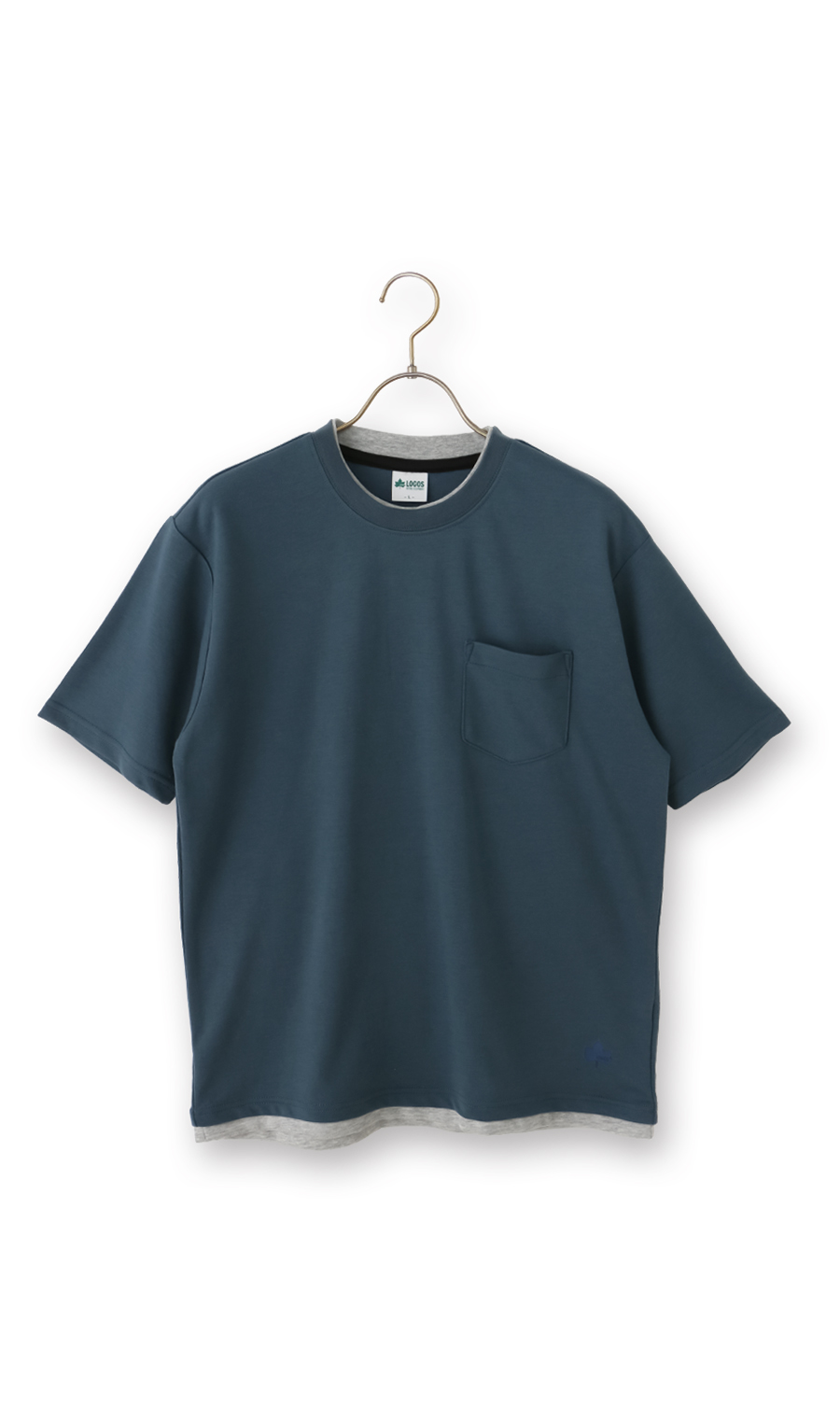 フェイクレイヤードTシャツ ブルー M