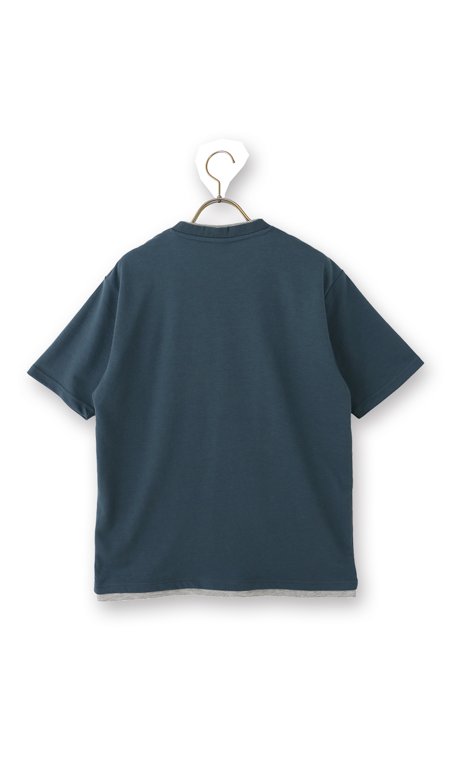 フェイクレイヤードTシャツ ブルー M